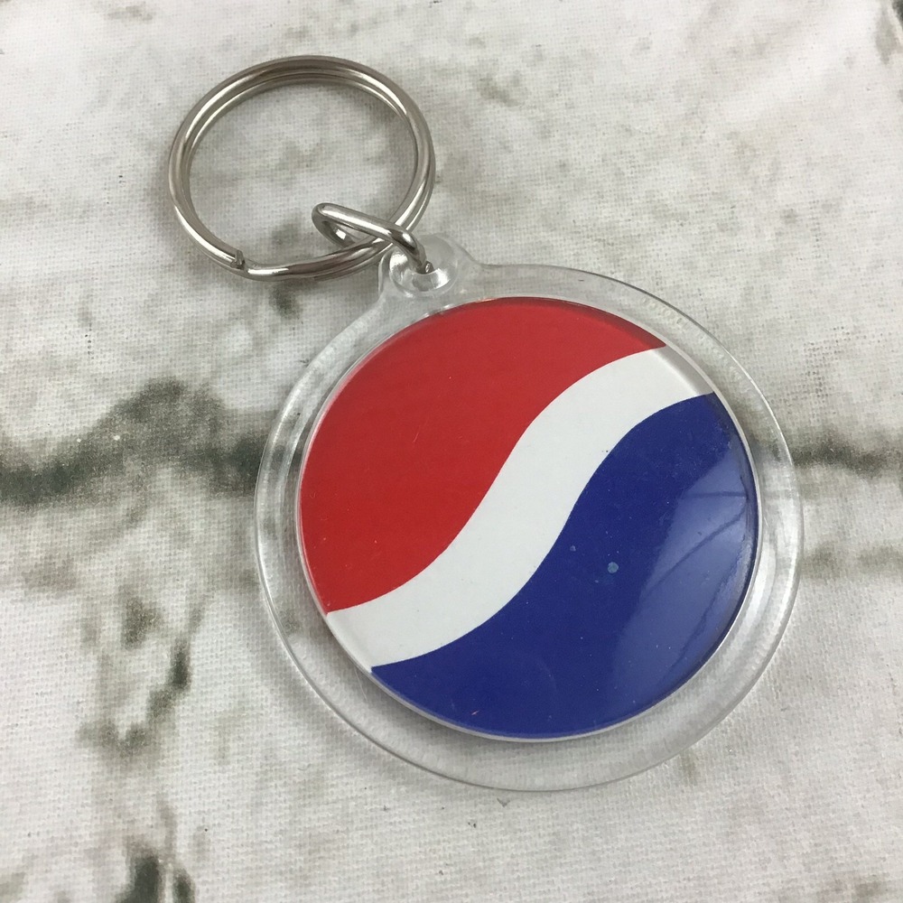 Pepsi Cola Collectible Round Logo Key Chain Ring Advertising Souvenir Vintage